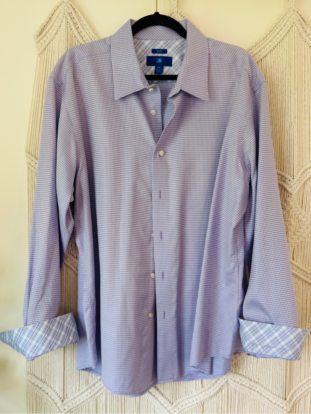 Egara Non-Iron Slim Fit Cotton Lavendar Blue Dress Button Down Shirt XXL